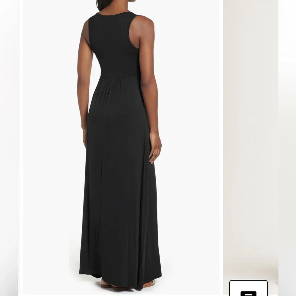 Loveappella Black V-Neck Jersey Sleeveless Maxi Dress - Picture 2 of 14